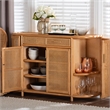 bali & pari McKenna Natural Rattan Sideboard - Handwoven Wicker Buffet Credenza