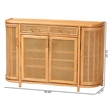 bali & pari McKenna Natural Rattan Sideboard - Handwoven Wicker Buffet Credenza