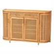 bali & pari McKenna Natural Rattan Sideboard - Handwoven Wicker Buffet Credenza
