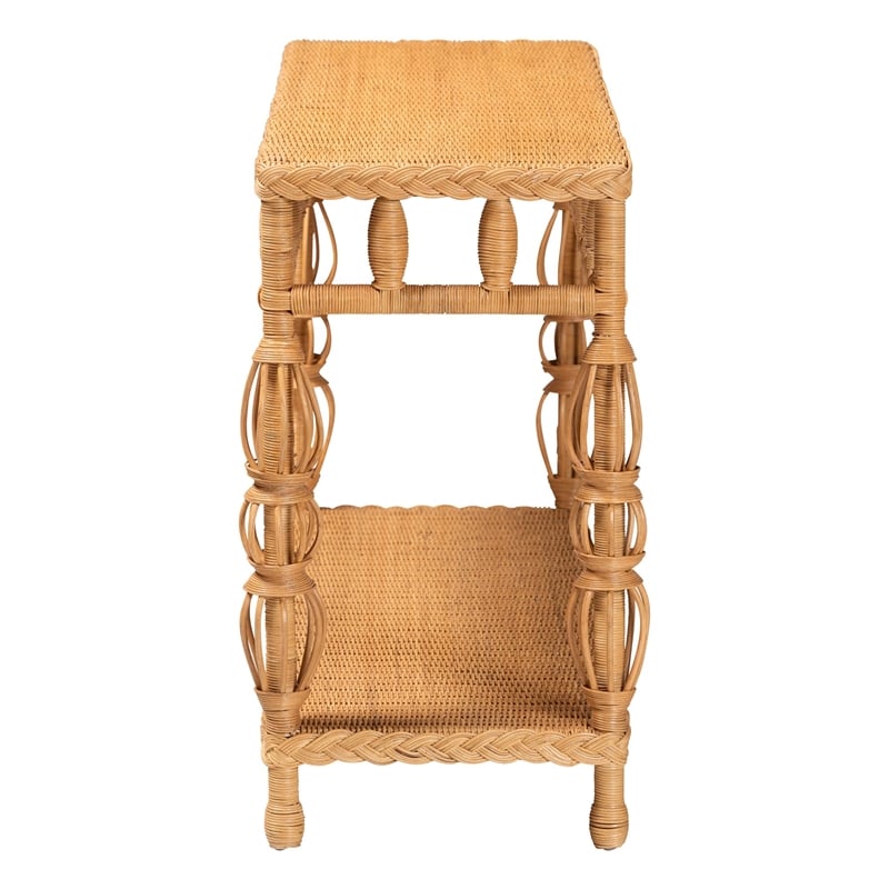 bali & pari Dolby Natural Rattan Console Table - Handwoven Wicker Accent Table