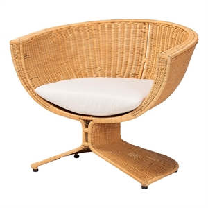 bali & pari Tulip Natural Rattan Lounge Chair - Handwoven Wicker Accent Seating