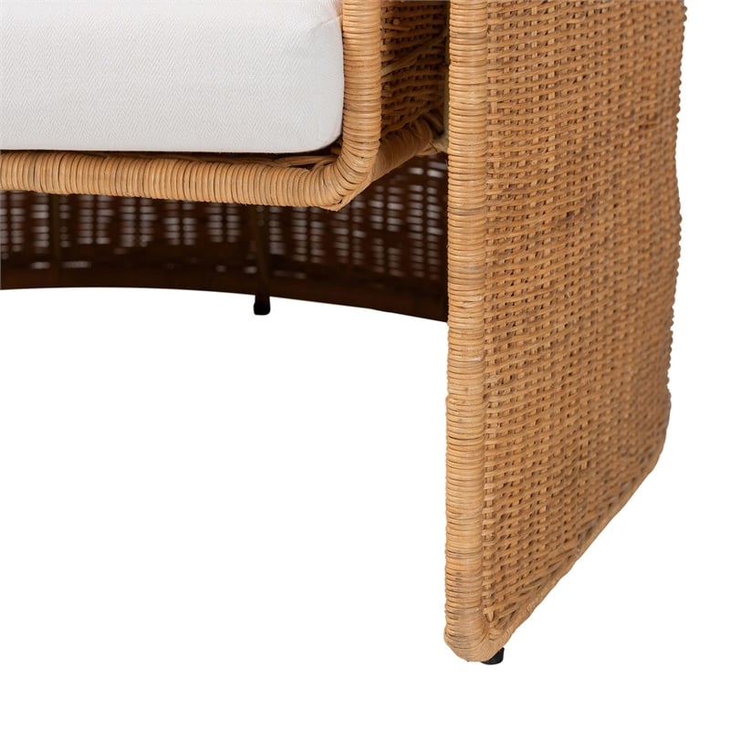 bali & pari Carina Natural Rattan Armchair with Cushion - Handwoven Lounge Chair