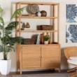 bali & pari Mortis Natural Rattan Display Shelf with 2-Door Storage Cabinet