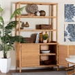 bali & pari Mortis Natural Rattan Display Shelf with 2-Door Storage Cabinet