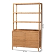 bali & pari Mortis Natural Rattan Display Shelf with 2-Door Storage Cabinet