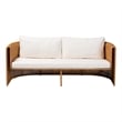 bali & pari Carina Natural Rattan Sofa with Cushion - Handwoven 3-Seater Couch