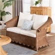bali & pari Detta Natural Rattan Loveseat with Cushion - Handwoven Wicker Settee