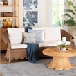 bali & pari Detta Natural Rattan Sofa with Cushion - Handwoven Wicker Settee