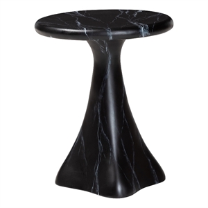 bali & pari Aponi Marbled Resin End Table Sculptural Side Table Black