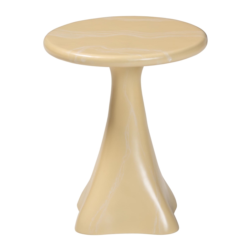 bali & pari Aponi Marbled Resin End Table Sculptural Side Table Cream