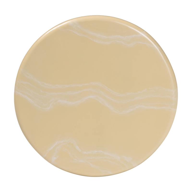 bali & pari Aponi Marbled Resin End Table Sculptural Side Table Cream
