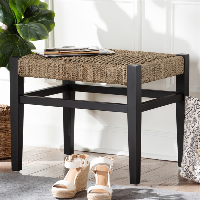 bali & pari Amber Seagrass Accent Bench Handwoven Natural Fiber Stool