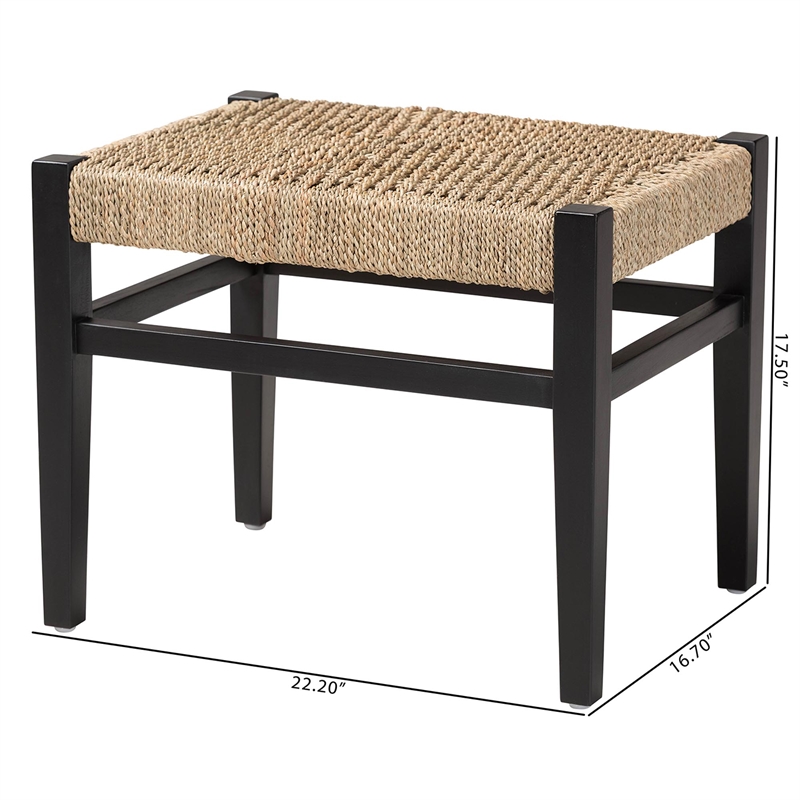 bali & pari Amber Seagrass Accent Bench Handwoven Natural Fiber Stool