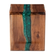 bali & pari Anan Teak Wood Epoxy Resin End Table Live Edge Cube Side Table