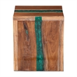 bali & pari Anan Teak Wood Epoxy Resin End Table Live Edge Cube Side Table