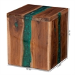 bali & pari Anan Teak Wood Epoxy Resin End Table Live Edge Cube Side Table