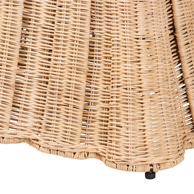 bali & pari Rotem Natural Rattan Ottoman with Cushion