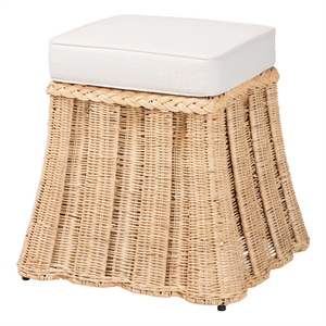 bali & pari Rotem Natural Rattan Ottoman with Cushion
