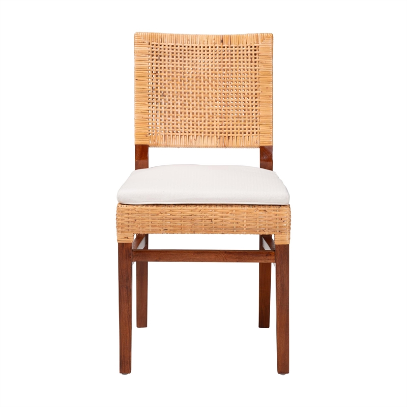 bali & pari Lesia Natural Rattan Dining Chair with Cushion