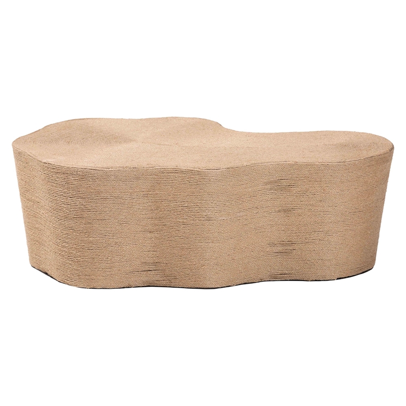 bali & pari Edna Natural Jute Coffee Table Textured Handwoven Irregular Shape