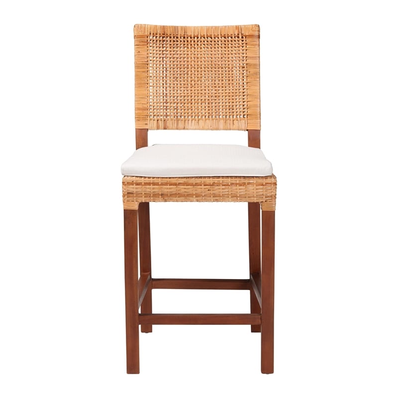 bali & pari Lesia Natural Rattan Counter Stool with Cushion