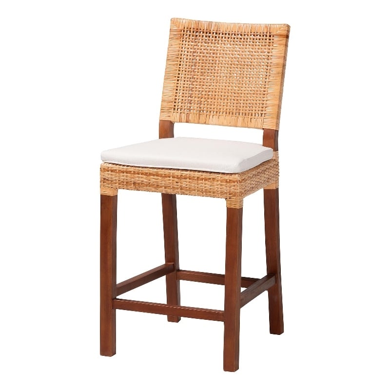 bali & pari Lesia Natural Rattan Counter Stool with Cushion