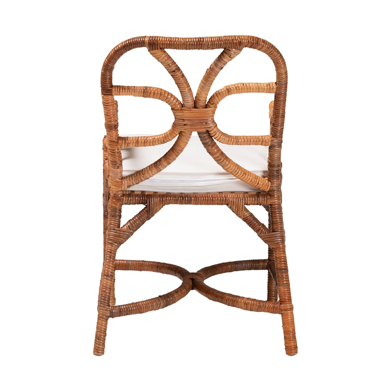 bali & pari Alondra Natural Rattan Dining Chair Handwoven Wicker Accent Chair