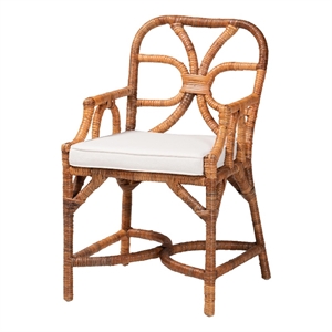 bali & pari Alondra Natural Rattan Dining Chair Handwoven Wicker Accent Chair