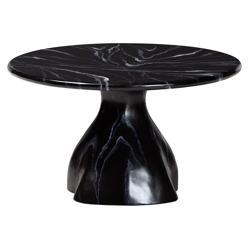 bali & pari Aponi Marbled Resin Coffee Table Sculptural Center Table Black