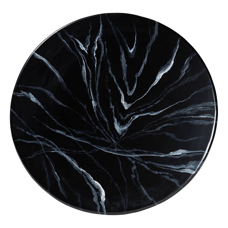 bali & pari Aponi Marbled Resin Coffee Table Sculptural Center Table Black
