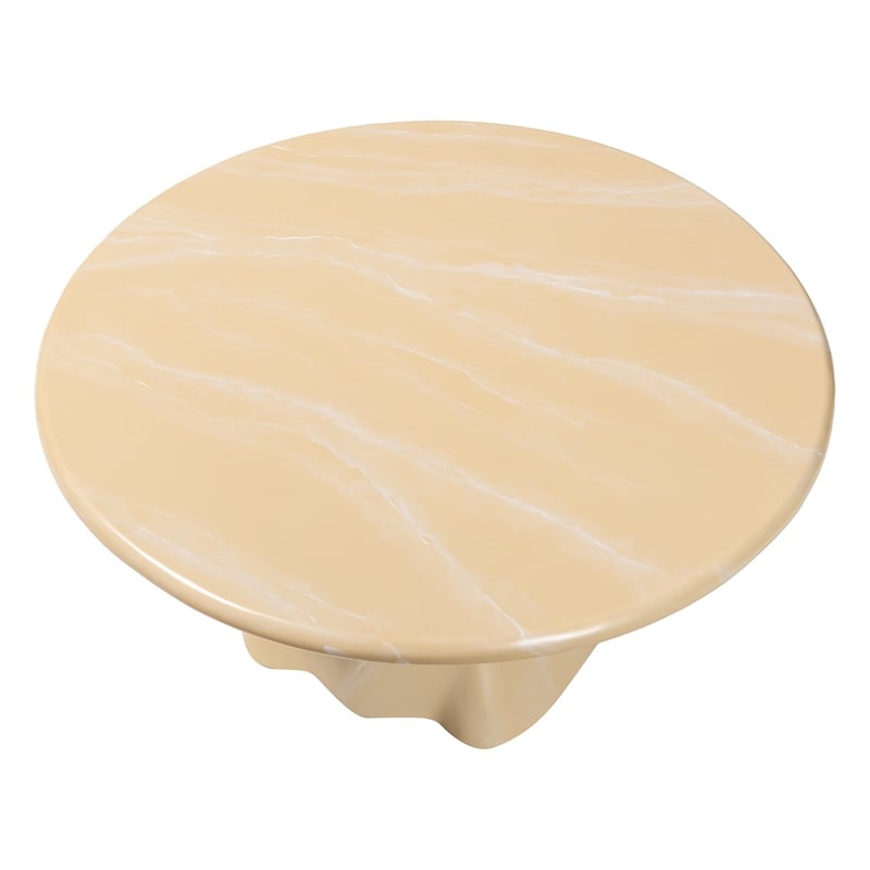 bali & pari Aponi Marbled Resin Coffee Table Sculptural Center Table Cream