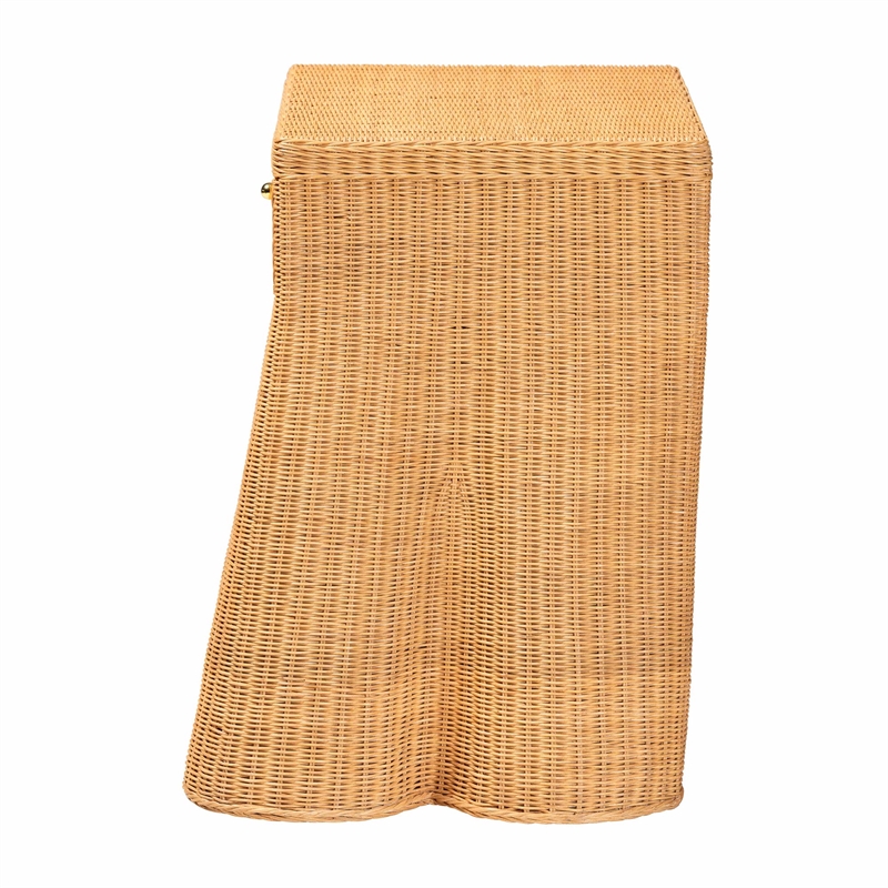 bali & pari Chica Scalloped Natural Rattan Console Table with Drawer