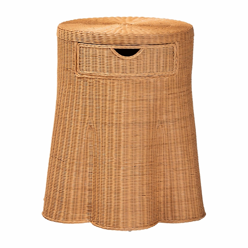 bali & pari Dayo Scalloped Natural Rattan Console Table with Drawer