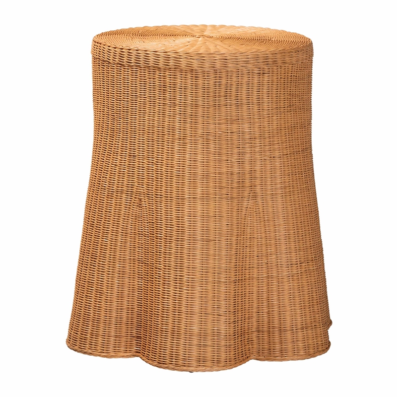 bali & pari Dayo Scalloped Natural Rattan Console Table with Drawer