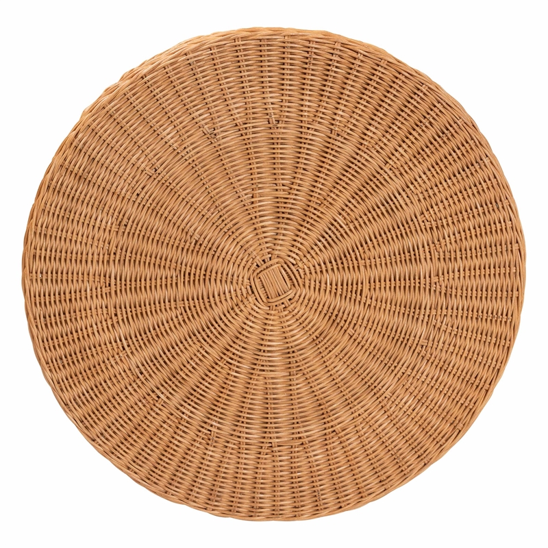 bali & pari Dayo Scalloped Natural Rattan Console Table with Drawer