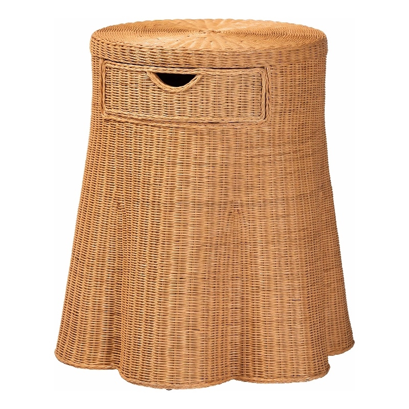 bali & pari Dayo Scalloped Natural Rattan Console Table with Drawer