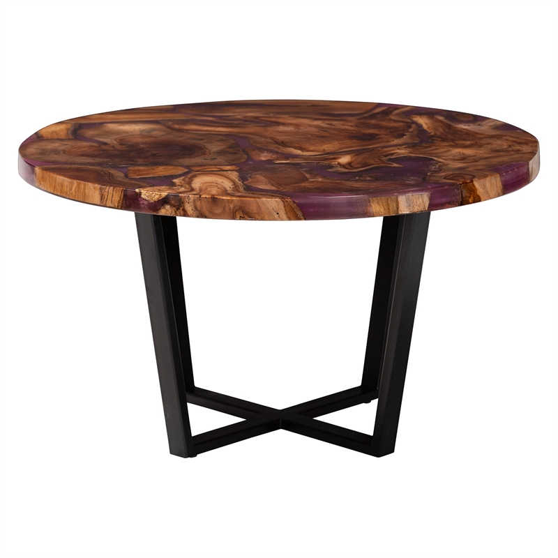 bali & pari Apio Round Wood Epoxy Resin Coffee Table