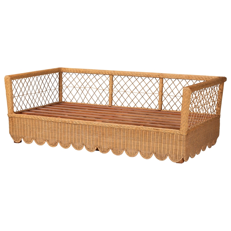 bali & pari Teresa Natural Rattan Daybed Handwoven Sofa Bed Frame Twin