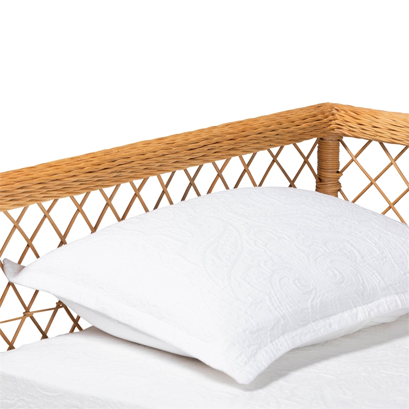 bali & pari Teresa Natural Rattan Daybed Handwoven Sofa Bed Frame Twin