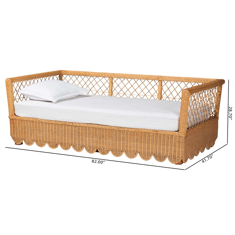 bali & pari Teresa Natural Rattan Daybed Handwoven Sofa Bed Frame Twin