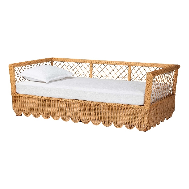 bali & pari Teresa Natural Rattan Daybed Handwoven Sofa Bed Frame Twin