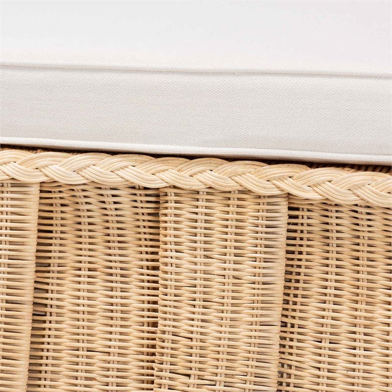 bali & pari Rotem Natural Rattan Ottoman with Cushion