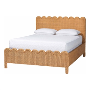 bali & pari Maritza Scalloped Natural Rattan Bed Frame Queen