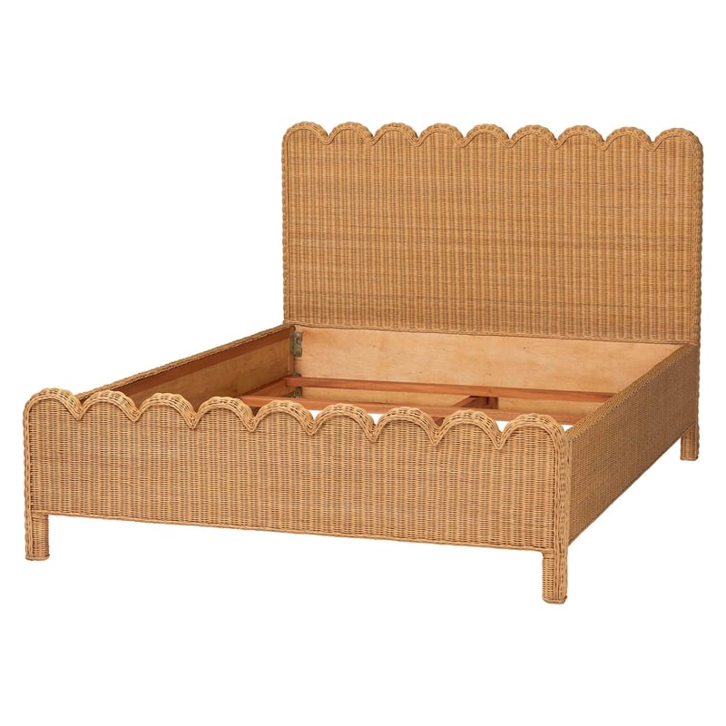 bali & pari Maritza Scalloped Natural Rattan Bed Frame King
