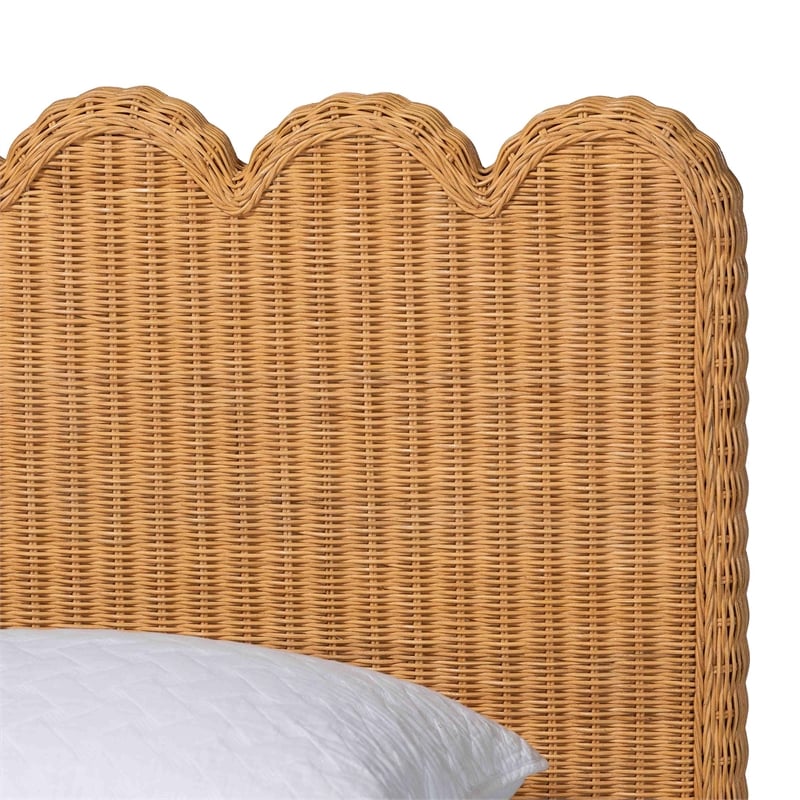 bali & pari Maritza Scalloped Natural Rattan Bed Frame King