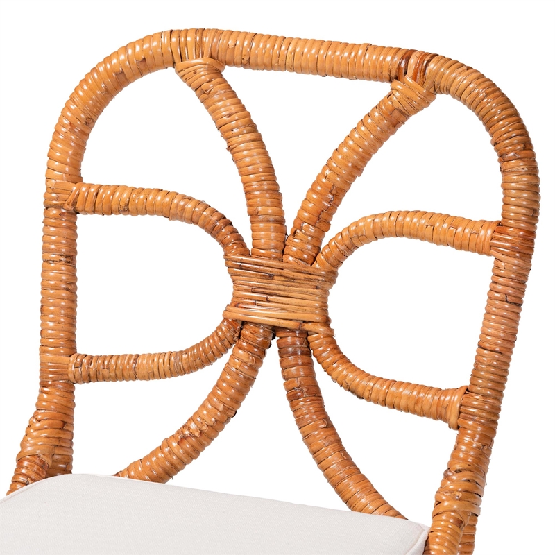 bali & pari Wilmer 5-Piece Rattan Dining Set Round Wicker Table Light Honey