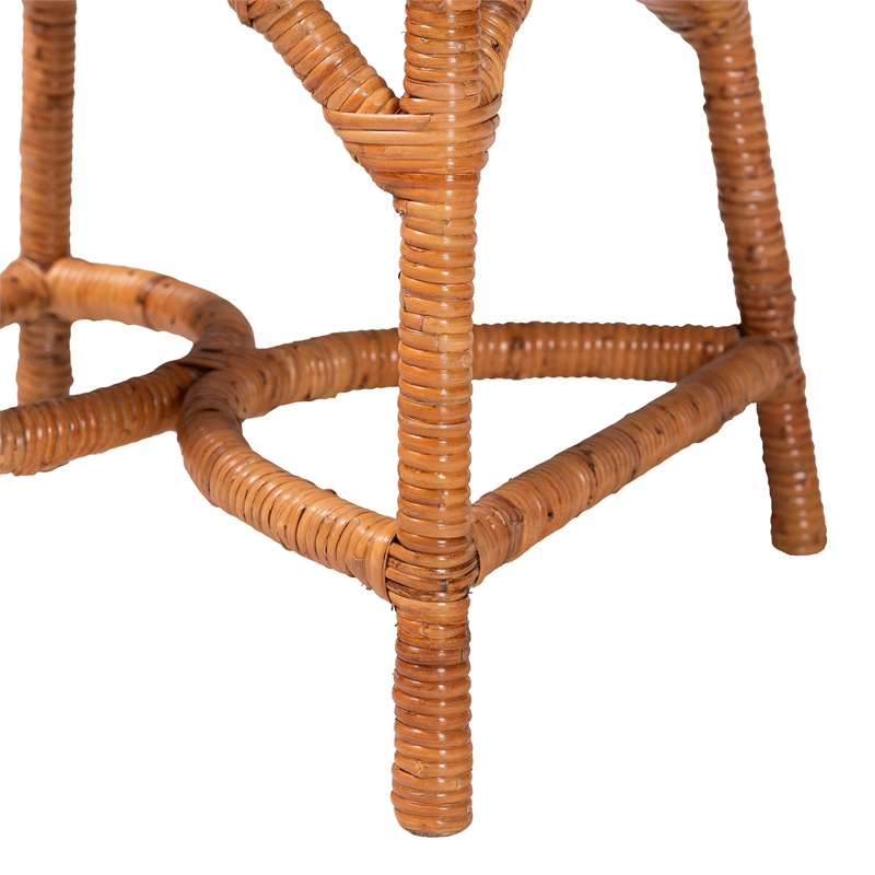 bali & pari Wilmer 5-Piece Rattan Dining Set Round Wicker Table Light Honey