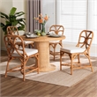 bali & pari Wilmer 5-Piece Rattan Dining Set Round Wicker Table Light Honey