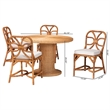 bali & pari Wilmer 5-Piece Rattan Dining Set Round Wicker Table Light Honey
