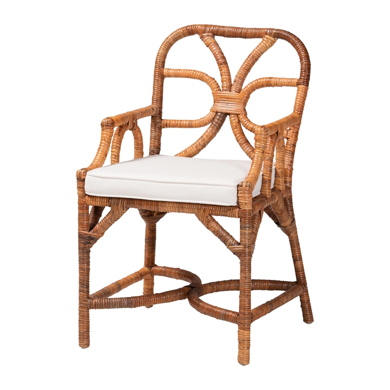 bali & pari Wade 5-Piece Rattan Dining Set Round Wicker Table Light Honey